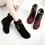 Womens Winter Snow Boots Plush Lined Anti-Slip Ankle Booties Flat Shoes with Zip