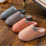 Womens Mens Winter House Slippers Flat Heels Plush Slippers Closed Toe Winter Soft House Casual Shoes