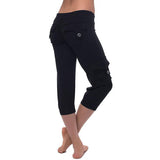 Women Yoga Workout Capris Pant with Pocket Plus Size Fitness Gym Cropped Pants