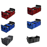Car Backseat Trunk Organizers with Cooler Bag, Collapsible Grocery Cargo Storage Box Car Truck SUV 3 Section Fold Storage Bin with Side Net Pockets