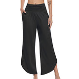 Women High Waist Pleated Pants Ladies Stretch Pajama Pant With Pocket Running Yoga Casual Loose Trousers