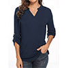 Women Solid V Neck Tops Long Sleeve Shirt Casual Sweatshirt Loose Blouse Pullover Tee Shirt Tunic