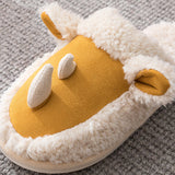Unisex Adults Cute Cartoon Pattern Plush Slippers Slip On Closed Toe Casual Warm