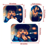 4Pcs/Set African Girl Shower Curtain Sets with 12 Hooks, Non-Slip Bath Mat, Pedestal Rug, Toilet Lid Cover, Bathroom Decor Christmas Gift