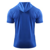 Mens Hooded Short Sleeve Casual Tops Shirts Slim Muscle Blouse Pullover