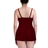 Womens One-Piece Skirted Tankini Swimwear Swim Dress Bikini Swimsuit Push-up Bra