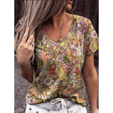 Women's Summer V-Neck Short Sleeve Tops Casual T-Shirt Blouse Pullover Tunic Tee