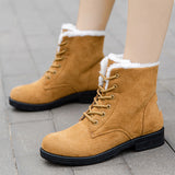 Women's Snow Boots Winter Ankle Boots Lace Up Cotton Warm Fur Lined Anti-Slip Platform Booties Outdoor
