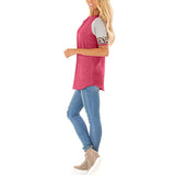 Women Striped Printed Casual Tops Short Sleeve Casual T-Shirt Blouse Pullover Tunic Tee