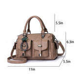 Women Leather Handbag Crossbody Shoulder Bag Tote Messenger Satchel With Pendant