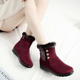Womens Winter Snow Boots Plush Lined Anti-Slip Ankle Booties Flat Shoes with Zip