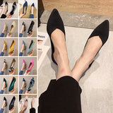 Womens Slip On Pumps Shoes Loafers Chunky Heels OL Dress Party Shoes Pointed Toe