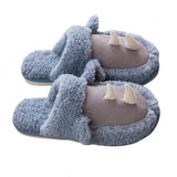 Unisex Adults Cute Cartoon Pattern Plush Slippers Slip On Closed Toe Casual Warm
