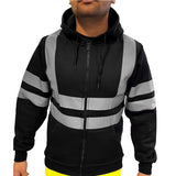 Men Safety Work Hoodie Jacket Coat Visibility Reflective Outwear Tops Sweatshirt
