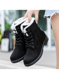 Women's Snow Boots Winter Ankle Boots Lace Up Cotton Warm Fur Lined Anti-Slip Platform Booties Outdoor