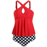 Women Tummy Control Tankini Swimsuit Two Piece Swimwear Ladies Swing Tankini Set Beachwear Ruffled Bikini Set Swimming Costumes Bathing Suit Push Up Padded Bra Backless Tankini Tops with Swim Bottoms