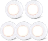 Brightify 5 Pack 2.8” Push Tap Lights, Stick on Touch Puck Lights AAA Battery Operated, LED Sticky Button Lights for Classroom, Kitchen, Under Cabinet, Closet
