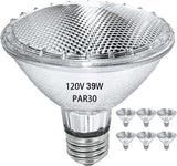 Brightify Par30 39W Long Neck Halogen Flood Light Bulbs 6 Pcs, E26 Medium Base, 2700K Warm Lighting, 120V, Long Lasting Life High Output Reflector Flood Lights