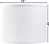 Brightify White Textured Drum lampshade Medium Lamp Shade 13" Top x 13" Bottom x 10" High (Spider) Modern Linen Lamp Shades for Table Lamp & Bedside Lamp