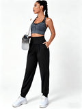 Sexy Dance Women Athletic Pants Tapered Yoga Joggers With Pockets Elastic High Waisted Workout Casual Sweatpants