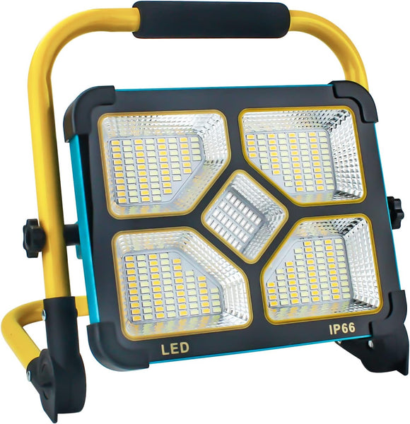 Brightify LED Rechargeable Work Light, Portable Construction Light with Stand and 10500mAh Battery, Type-C and Solar Charging, 4 Lighting Modes - Ideal for Repairs, Construction Sites, Emergencies