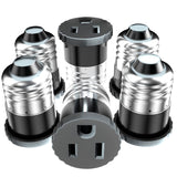 Brightify 6 Pack, Light Socket to Plug Adapter, Light Bulb Socket Convert to Outlet Adapter (Black)