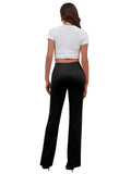 Sexy Dance Womens Stretchy Dresses Pants Casual Work Slacks Business Button Front Workwear Straight Leg Bootcut Yoga Trousers