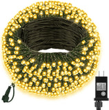 Brightify 100 LED Christmas String Lights, 33 FT Connectable Waterproof String Lights Green Wire with Timer Memory Function & 8 Modes, for Indoor Outdoor Xmas Trees Party Garden, WarmWhite