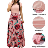 Sexy Dance Women Summer Autumn Floral Print Boho Skirt Dress Short Sleeve Party Bodycon Long Maxi Dress Beach Sundress