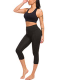 Frontwalk Women High Waist Capris Leggings Activewear Workout Running Cropped Pants with Pockets