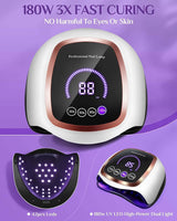 Brightify UV LED Nail Lamp, 180W Nail Dryer for Gel Polish with LCD Display, Auto Sensor and 4 Timer Settings, Professional Gel Curing Lamp Gel Polish Light with 42 LED Beads