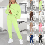 Frontwalk Long Sleeve Sweatsuits For Womens Solid Color Casual Lounge Sets Long Sleeve Activewear Joggers Outfits