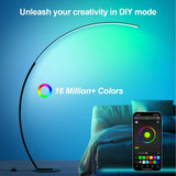 Brightify RGB Floor Lamp with 3 Color Temperatures, Ultra Bright 1800LM Smart Arc LED Floor Lamp with Remote Control, Music Sync, Scene Modes, Modern Standing Tall Lamp