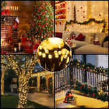 Brightify 100 LED Christmas String Lights, 33 FT Connectable Waterproof String Lights Green Wire with Timer Memory Function & 8 Modes, for Indoor Outdoor Xmas Trees Party Garden, WarmWhite