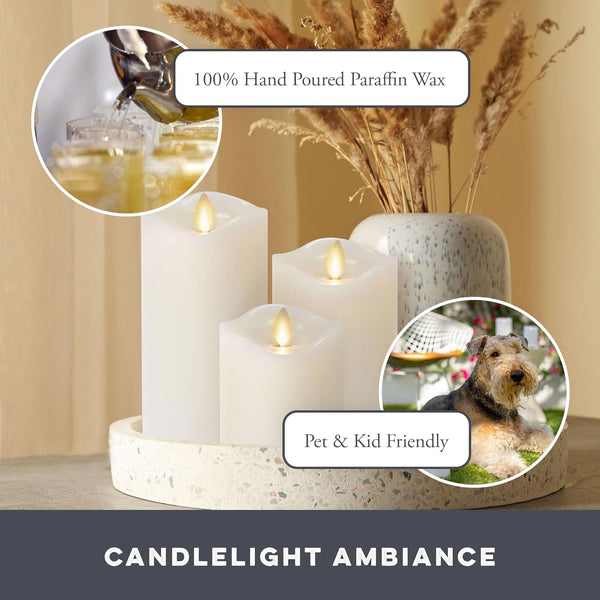 Brightify Candle Set of 3 (3" x 4.5",5.5",6.5") Flameless LED Flickering Battery Candle Moving Flame Pillar