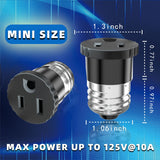 Brightify 6 Pack, Light Socket to Plug Adapter, Light Bulb Socket Convert to Outlet Adapter (Black)