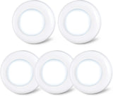 Brightify 5 Pack 2.8” Push Tap Lights, Stick on Touch Puck Lights AAA Battery Operated, LED Sticky Button Lights for Classroom, Kitchen, Under Cabinet, Closet