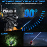 Brightify Headlamp Rechargeable, Bright LED Head Lamp with White Red Light, LED Headlamp Motion Sensor 90° Adjustable Zoomable 6 Modes Head Lights for Forehead for Adults Running Hunting Camping Hiking Fishing