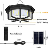 Brightify Solar Shed Light Indoor Outdoor, 288LED Solar Powered Motion Sensor Pendant Light Daytime Available, Solar Indoor Lights with 5 Lighting Modes & Remote for Shed Gazebo Barn Garage Home