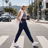 Sexy Dance Women Athletic Pants Tapered Yoga Joggers With Pockets Elastic High Waisted Workout Casual Sweatpants