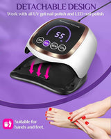 Brightify UV LED Nail Lamp, 180W Nail Dryer for Gel Polish with LCD Display, Auto Sensor and 4 Timer Settings, Professional Gel Curing Lamp Gel Polish Light with 42 LED Beads