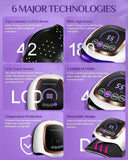 Brightify UV LED Nail Lamp, 180W Nail Dryer for Gel Polish with LCD Display, Auto Sensor and 4 Timer Settings, Professional Gel Curing Lamp Gel Polish Light with 42 LED Beads