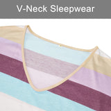 Frontwalk Women Cotton Nightgown Sleepwear Short Sleeves Shirt Casual Striped Print Sleepdress Soft Sleepshirt Loose Fit Loungewear Size S-3XL