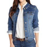 LUXUR Denim Jacket for Womens Girls Casual Boyfriend Jean Coat Long Sleeve Button Down Jean Outwear