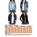 LUXUR Denim Jacket for Womens Girls Casual Boyfriend Jean Coat Long Sleeve Button Down Jean Outwear