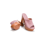 LUXUR Women's Studded Backless Chunky Platform Clog Heel Sandals