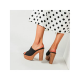 LUXUR Women's Studded Backless Chunky Platform Clog Heel Sandals