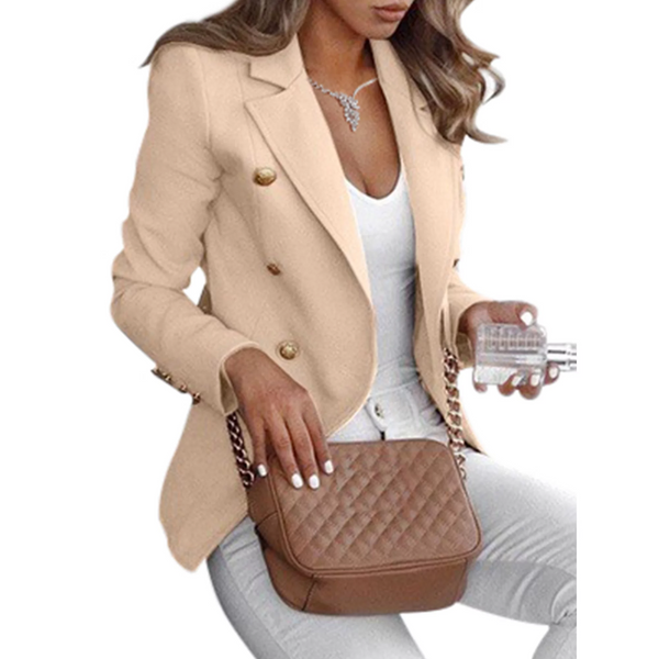 LUXUR Long Sleeve Long Double Breasted Blazer Suit For Women Ladies Slim Fit Open Front Blazer Coat Thin Overcoat Outwear