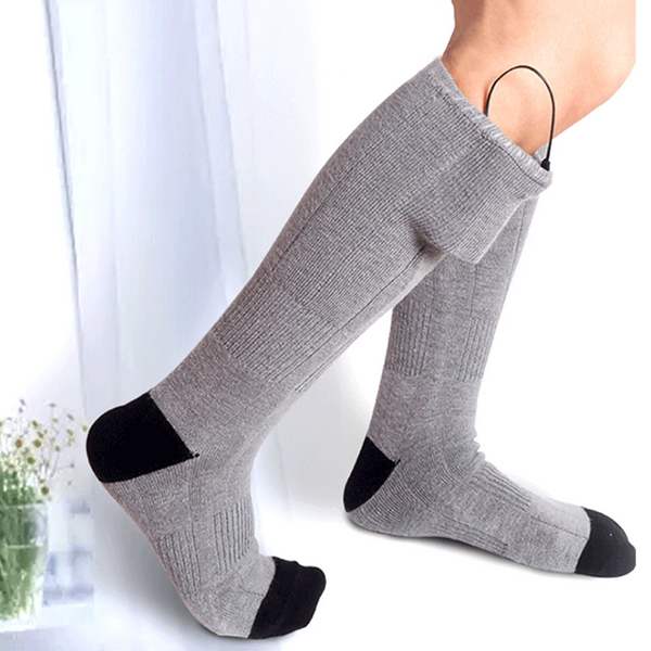 LUXUR Men Skiing Electric Socks Warm Feet Over The Calf Heating Sock with Battery