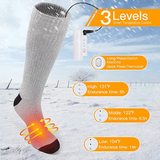 LUXUR Men Skiing Electric Socks Warm Feet Over The Calf Heating Sock with Battery